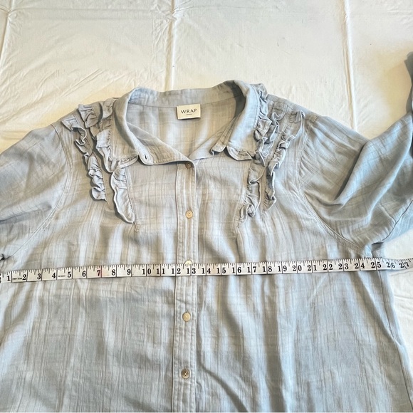 WRAP London Wool Blend Ruffled Button Down Shirt Top - Picture 9 of 15